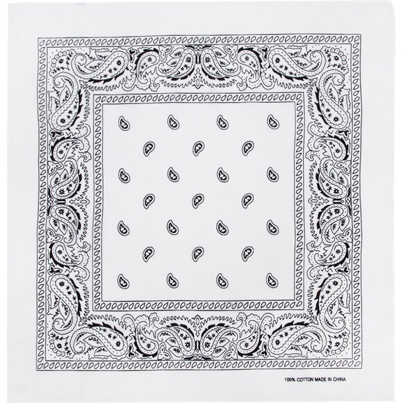 2 Pack Bandana 100% Cotton Paisley Print One-Sided Scarf White & American Flag - Picture 1 of 2